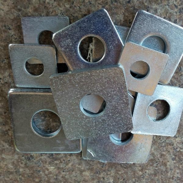 Lavadora plana rectangular revestida de zinco, de aço galvanizado, de 3/8 de diâmetro