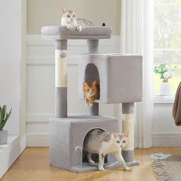 Modern Luxury Halloween Cat Tower Condo Eco-Friendly Wood Rattan Scratching Post Jumping Platforms Indoor Cat Furniture Carton