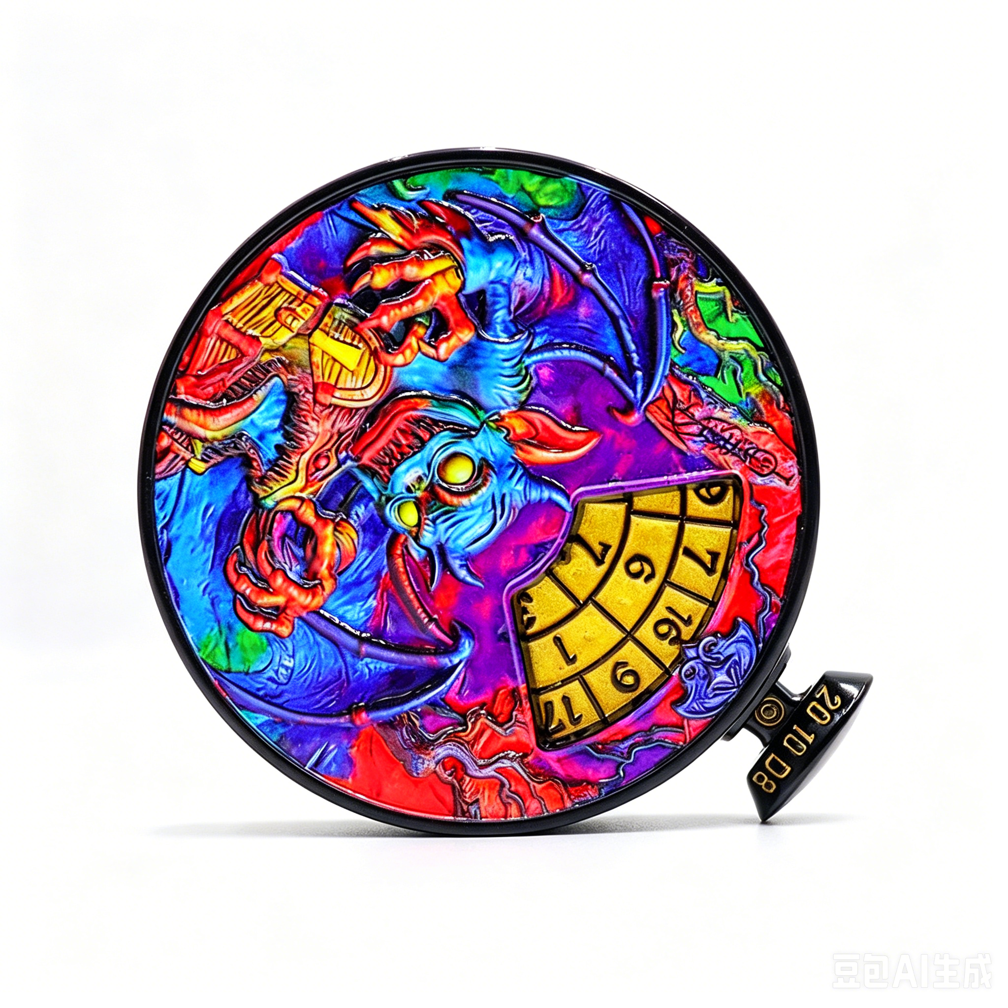 Premium Antique Copper Metal Dice Spinner with 7-in-1 Dual Sided Design and Press-to-Spin Mechanism for TRPG Gaming