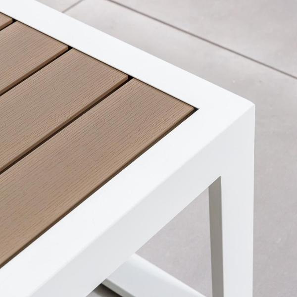 AJUNION L Shaped Outdoor Furniture Set Aluminum Lounge Set with Plastic Teak Finish