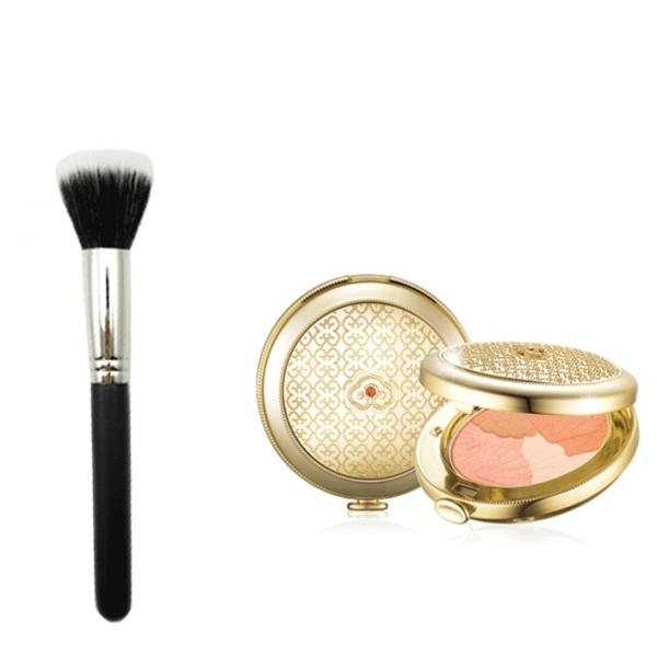 Nylon Hair Powder Essential Makeup Brushes Antibacterial Black Handle With Flat Hair