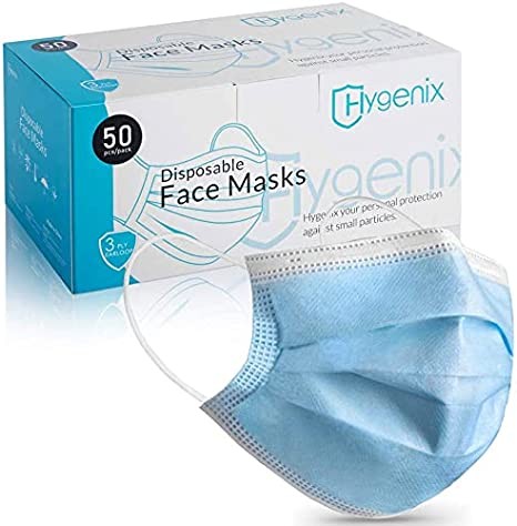 Pleat Hygenix 3ply Disposable Face Masks PFE 99% Filter