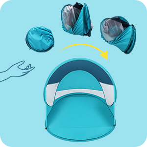 Pop Up Beach Tent, Portable Outdoor Beach Shade Tent, UPF 50+ Baby Beach Shelter, Easy Setup Windproof Waterproof