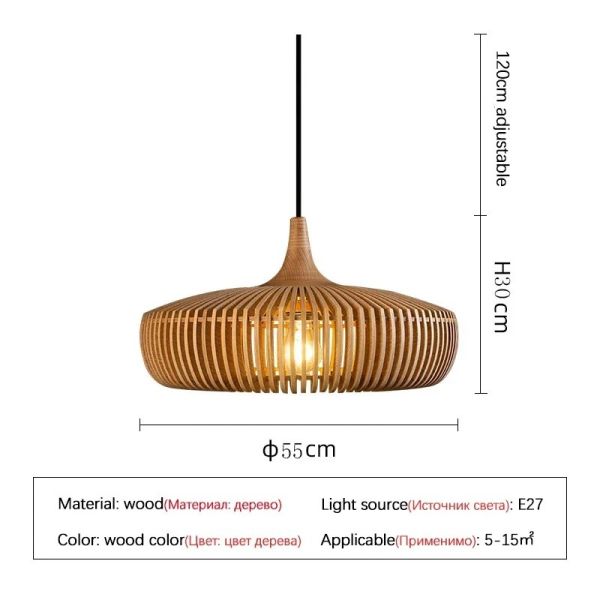 Dining Table Lighting Fixtures Bedroom Home Retro Art Designer Led Wooden Pendant Light(WH-WP-140)