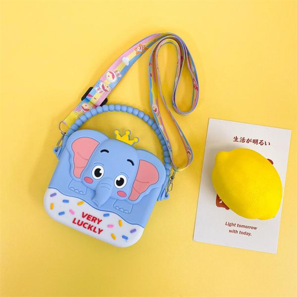 Elephant Little Girls Crossbody Purses With Chain Strap Silicone Resin Toddler Handbag Mini Casual Messenger ShoulderBag