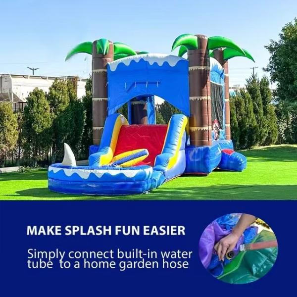 Blower Included Double-layer Reinforcement PVC Inflatable Water Slide with Climbing Wall