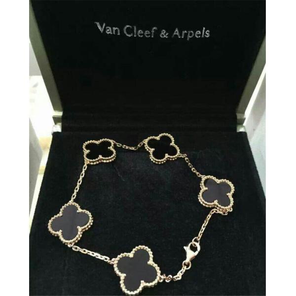 Van Cleef & Arpels Vintage Alhambra bracelet 5 motifs bracelet in yellow gold malachite