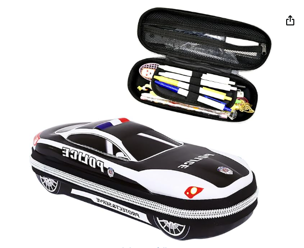 Large Capacity  Pencil Case Storage Cool Pencil Box Car Pencil Pouch Stationery box Black Waterproof and Shock proof Made of EVA Material
