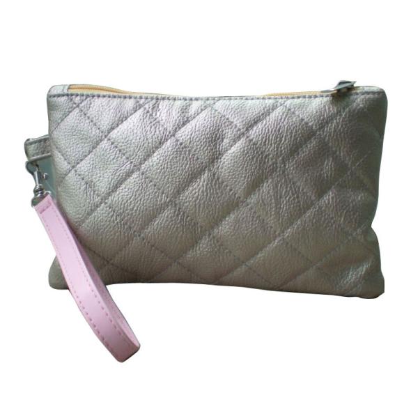 Pink Square Veins Leatheroid Wallet Bag, Fabric Purse Bags For Ladies / Girls