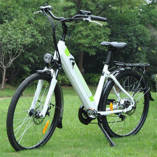 No Pollution Womens Electric Bike White Color Range 31 - 60 Km / Per Power