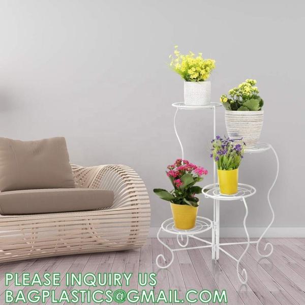 Plant Stand Indoor Outdoor, Plant Shelf Multiple Flower Pot Holder, Metal Wrought Iron Planter Shelf Plant Display