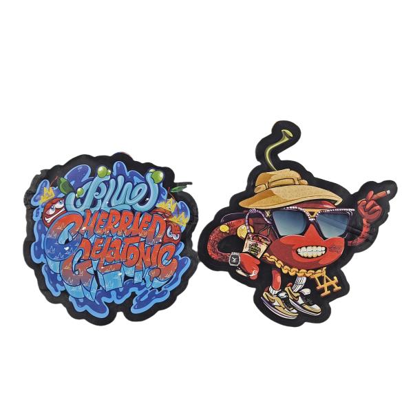 Bolsas de embalagem de plástico de papel alumínio customizado de toque macio em forma irregular de 3,5 g 7 g 14 g 28 g Bolsas Mylar de corte a óleo