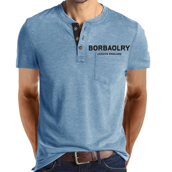 Hot Selling Short Sleeve T Shirts Causal t Shirt Cotton Customize Quick Dry 3 Button t Shirts for Men