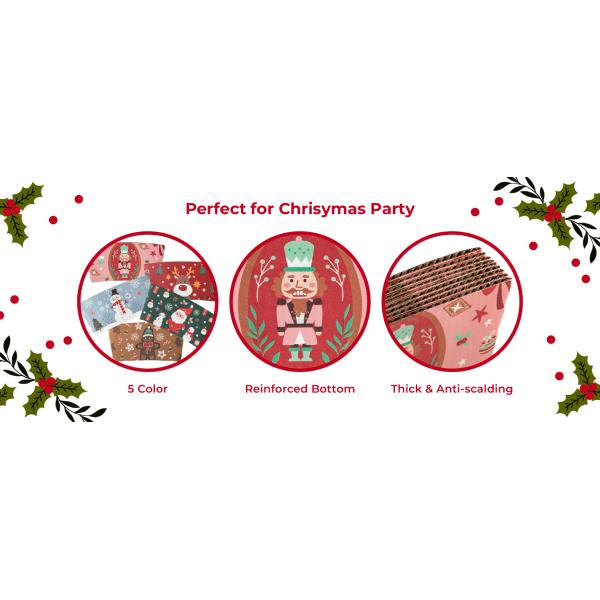 Christmas Paper Coffee Cup Sleeves, Disposable Corrugated Cardboard Paper Jacket Fit 12oz, 16oz, 20oz, 24oz