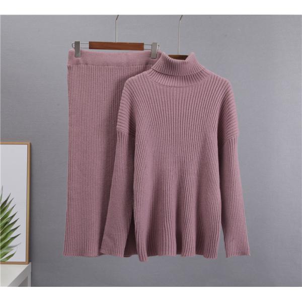 Women s Sweaters for Outdoor Activities with Free Pullover Closure Type Half skirt high neck sweater set