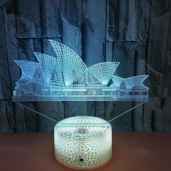 Custom building city card Sydney Opera landmark Colorful Touch 3D Night Lights LED Stereoscopic Lights