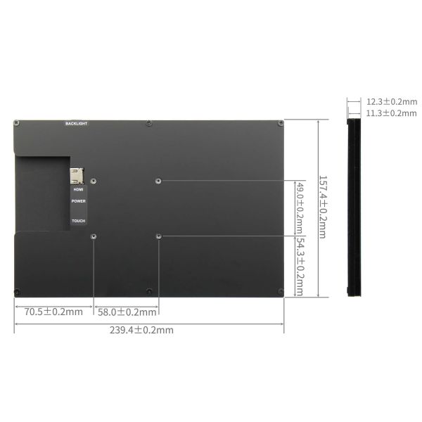 10.1 Inch HDMI Display Screen 1280*800 Resolution With 6H Hardness Tempered Glass Cover