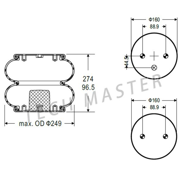 Granning 4848,Goodyear 2B9-201 Natural Rubber Air Bag Suspension Double Convoluted Spring for Industrial