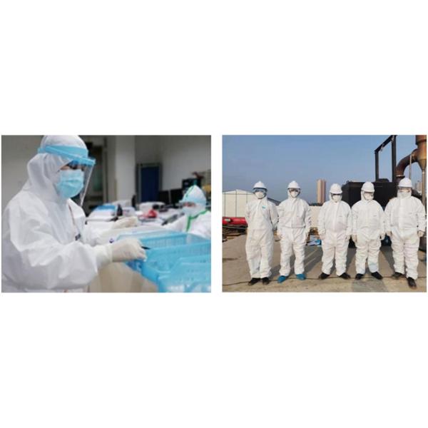White CE Waterproof Disposable Coveralls Medical Grade Non Woven