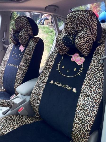 18pcs leopard hello kitty auto car cushion rearview saddle seat covers car kits