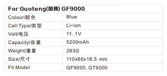Monitor Battery For Guoteng GF9000