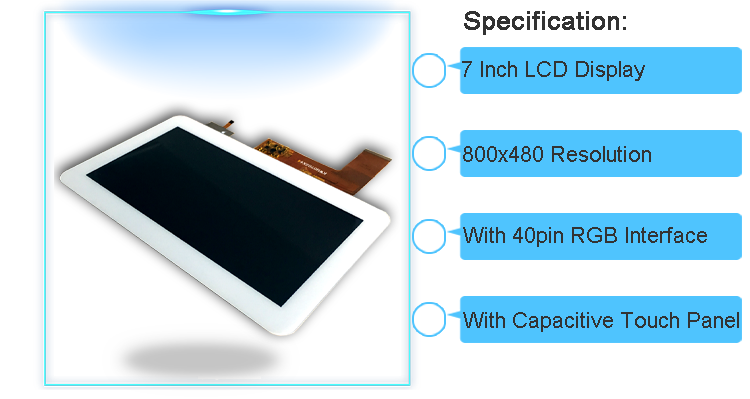 40 Pin LVDS 7 Inch Capacitive Touch Screen 800X480 TFT LCD Module Touch Panel