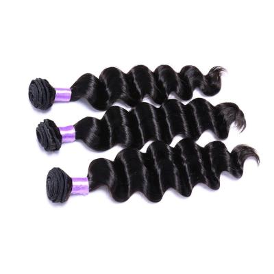 12-30 Inch Brazilian Loose Curly Weave Natural Color Black Single Drawn Hair End