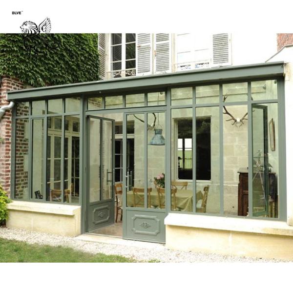 Wrought Iron Four Seasons Sunroom Glass Houses Metal Greenhouse Villa Entrance Doors Living Room Modern Design Customized