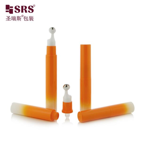 A0031-10ML Empty Plastic Roll On Bottle Airless Clay Brown Coating With Clear Cap