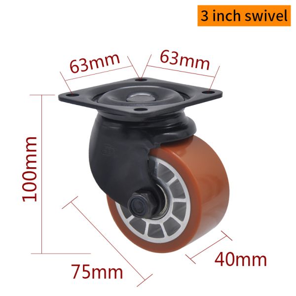 EDL Equipment Casters 3Inch Plate E-coated Casters 500Kg Road Rigid/Swivel/with Brake M433-86AP