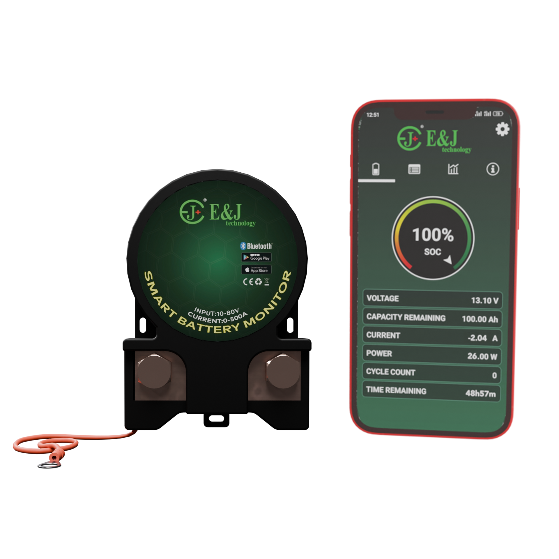 Smart Shunt Bluetooth Wireless Battery Monitor Current Sense Up To 500A For Caravan Truck
