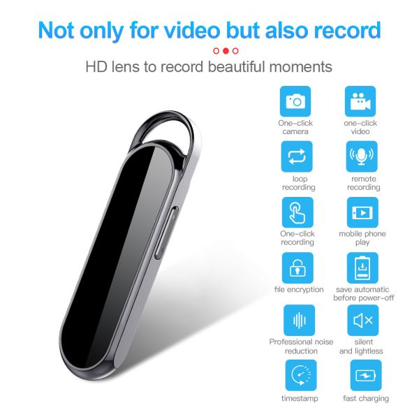 HD Mini Voice Activated Recorder Digital Voice Recorder 1080P Digital Video Camera 140° Camera Angle