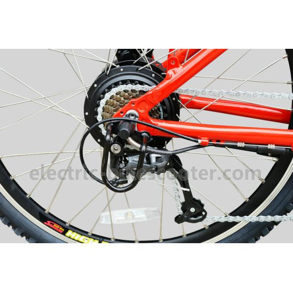 Red 38km/h Electric Pedal Assist Mountain Bike 48V 500W Gear Motor