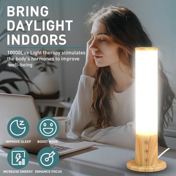 UV Free SAD Light Therapy Lamp 10000 Lux with Touch Control for Seasonal Affective Disorder