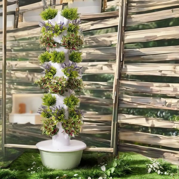 192cm Height 44 Planting Holes Vertical Hydroponic System with 220V Pump for Leaf Vegetable Cultivation