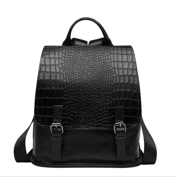 Genuine Leather Backpacks Cowhide School Bags for Women Fahion  Alligator Pattern Double Shoulder Bags