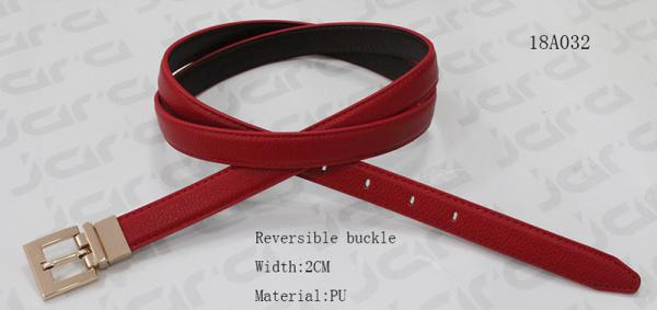 Red / Black PU Womens Fashion Belts Gold Reversible Zinc Alloy Buckle Available