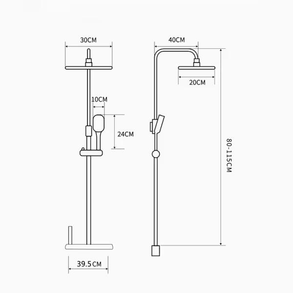 Constant Temperature LED Digital Shower System Set with Waterfall and Rainfall Options