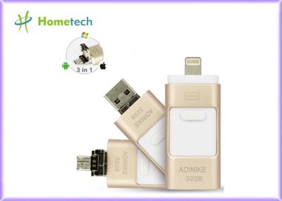 Bâton d'or de mémoire en métal 32GB USB de téléphone d'OTG pour IPhone/PC, garantie de 1 an