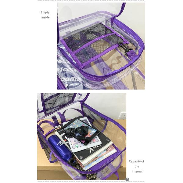 Multi-Pocket Transparent School Backpack Bag with Custom Logo and Waterproof Function