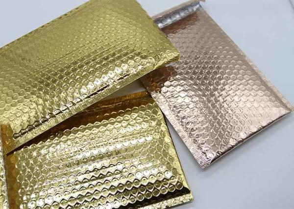 Rose Gold Metallic Bubble Wrap Mailing Envelopes 6x10 Light Weight For Shipping