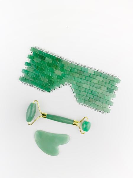Máscara de olho natural de Crystal Green Jade Rose Quartz para a massagem