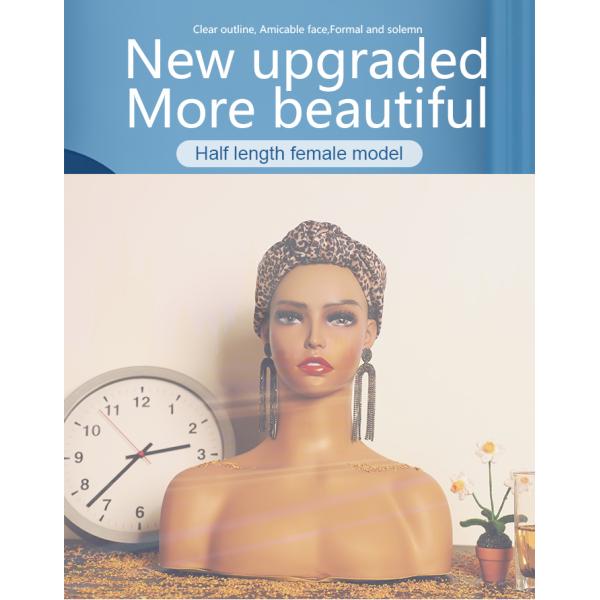 Strong Practicality W36cm Pretty Mannequin Head With Shoulders Human Skin