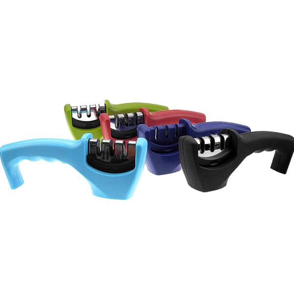 Manual 3 Stage Ceramic Wheel Knife Sharpener Safety For Kitchen Knife Set