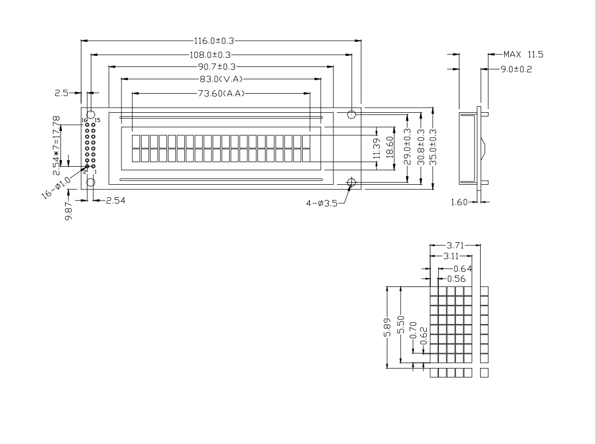 3.2 дюймовый матричный точечный LCD модуль, STN/FSTN/VA дисплей 20*2 Управляющий ИК AIP31066