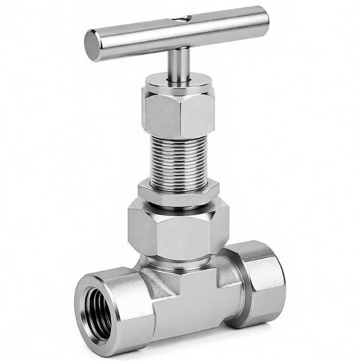 Factory OEM SS304 Straight Through Internal Thread Needle Valve Anti Blowout Stem T Handle Control Valve for Gas Oil Water