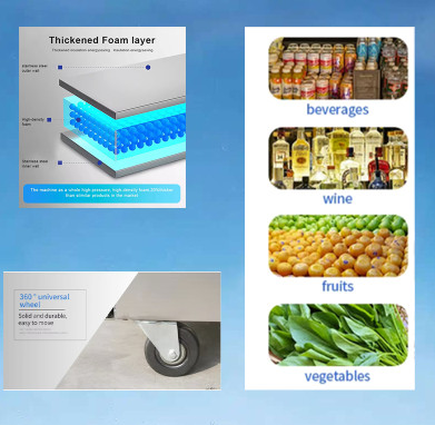 Réfrigérateur à affichage commercial pour restaurant 600L congélateur à affichage double porte