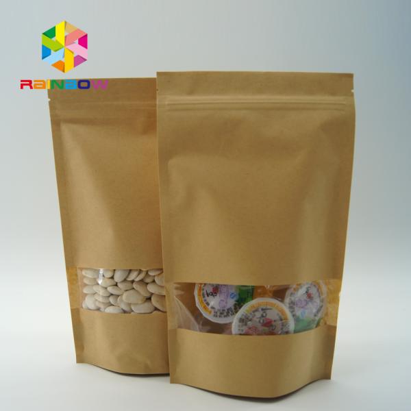 Customized Printed Foil Lined Tea Bags Packaging , Kraft Stand Up Pouches With Window