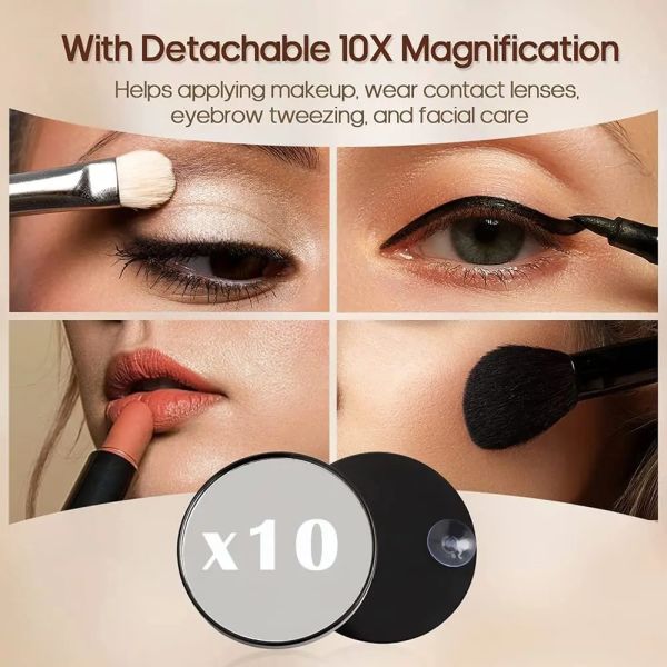 15X Magnification Smart Touch Dimmable 3 Modes 360° Rotation LED Round Makeup Vanity Mirror with Lights Mirror(WH-MR-79)
