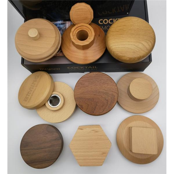 Nuevo diseño Kit de coctel de madera de fumar con antorcha personalizar Kit de coctel de whisky de fumar con hojas de madera cuchara